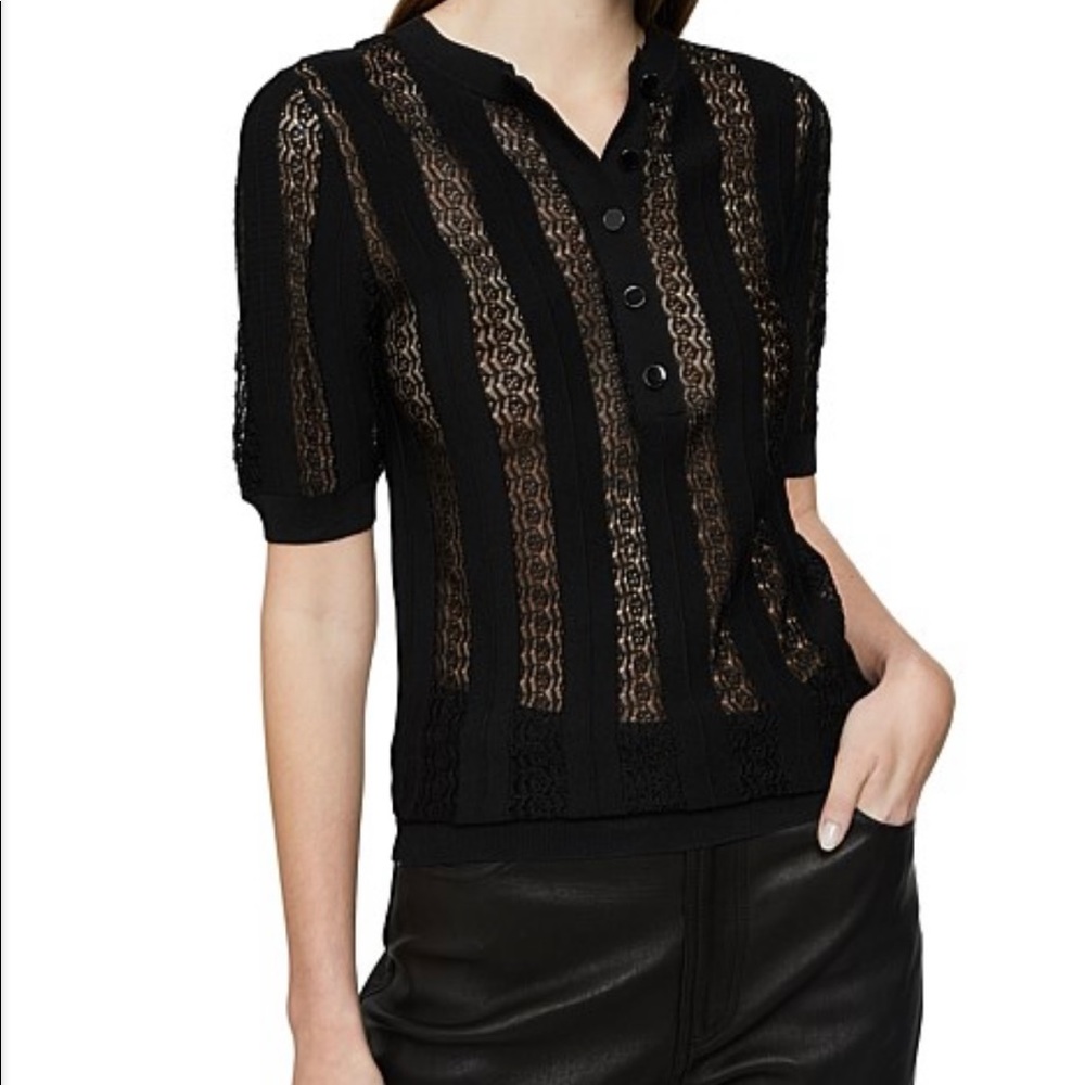 REISS
LANA GRANDAD COLLAR POINTELLE POLO